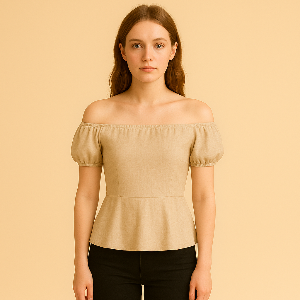 Eiramode | Women – Off-Shoulder Peplum Top – Modern Feminine Style