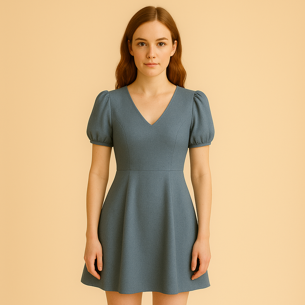 Eiramode | Women – Puff Sleeve Mini Dress – Elegant Everyday Style
